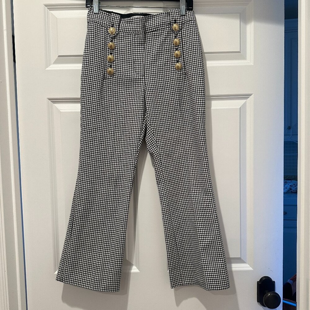 Derek Lam 10 Crosby Size 4 Black & white houndstooth high-waisted trousers